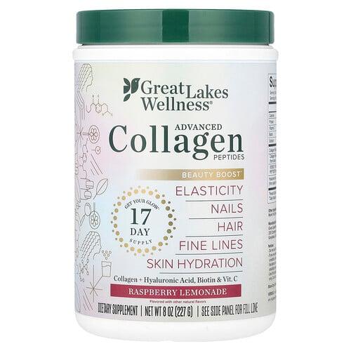 그레잇 레이크 웰니스 Great Lakes Wellness, 어드밴스드 콜라겐 펩타이드, 라즈베리 레모네이드, 227g(8oz) 상품 이미지