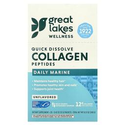 그레잇 레이크 웰니스 Great Lakes Wellness, 빠르게 용해되는 콜라겐 펩타이드, 데일리 마린, 무맛, 20팩, 개당 12g(0.42oz)