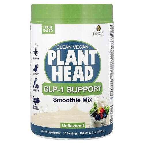 젠슈틱 네츄럴 Genceutic Naturals, Clean Vegan Plant 헤드®, GLP-1 지원, 스무디 믹스, 무맛, 354.5g(12.5oz) 상세 이미지