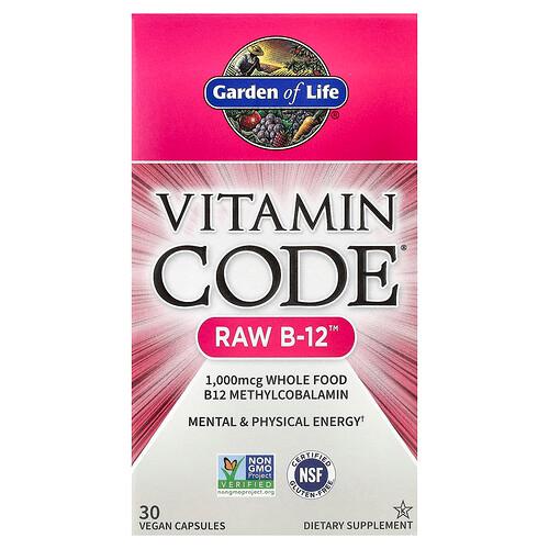 가든 오브 라이프 Garden of Life, Vitamin Code, RAW B-12, 베지 캡슐 30정 상품 이미지