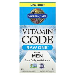 가든 오브 라이프 Garden of Life, Vitamin Code®, RAW One™, 남성용 종합비타민, 하루 1회 제공, 베지 캡슐 75정