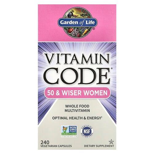 가든 오브 라이프 Garden of Life, Vitamin Code®, 여성용 천연 식품 종합비타민, 50세 이상, 베지 캡슐 240정 상품 이미지