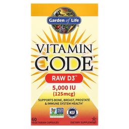 가든 오브 라이프 Garden of Life, Vitamin Code, RAW D3, 125mg(5,000IU), 베지 캡슐 60정