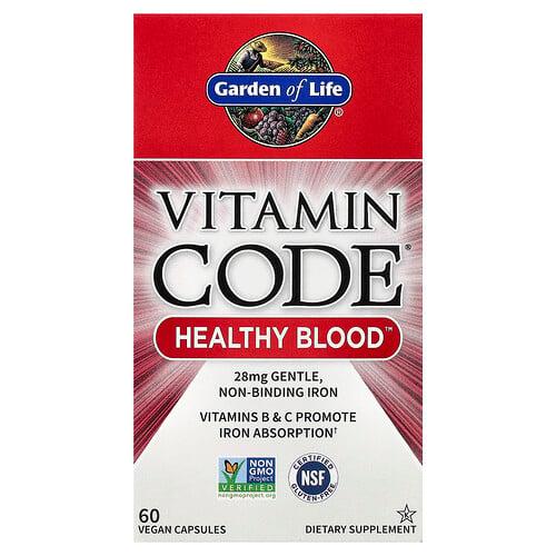가든 오브 라이프 Garden of Life, Vitamin Code®, Healthy Blood™, 베지 캡슐 60정 상품 이미지