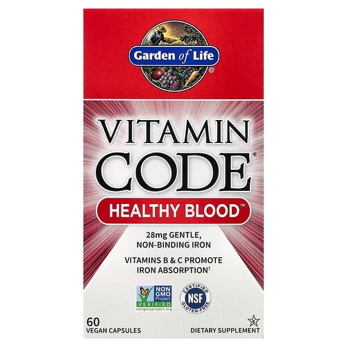 가든 오브 라이프 Garden of Life, Vitamin Code®, Healthy Blood™, 베지 캡슐 60정 상세 이미지