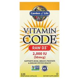 가든 오브 라이프 Garden of Life, Vitamin Code®, RAW D3™, 베지 캡슐 120정