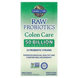 가든 오브 라이프 Garden of Life, RAW Probiotics, 대장 케어, 베지 캡슐 30정