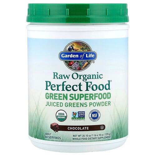 가든 오브 라이프 Garden of Life, Raw Organic Perfect Food® 그린 슈퍼 푸드, 초콜릿, 570g(1lb 4.1oz) 상품 이미지