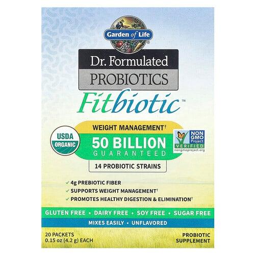 가든 오브 라이프 Garden of Life, 의사가 Probiotics, Fitbiotic™, 무맛, 500억CFU, 20팩, 각 4.2g(0.15oz) 상품 이미지