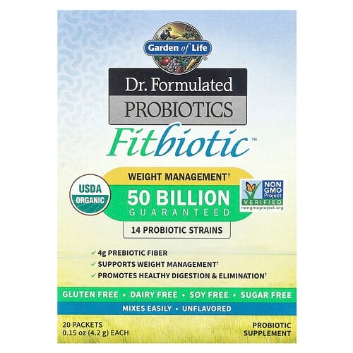 가든 오브 라이프 Garden of Life, 의사가 Probiotics, Fitbiotic™, 무맛, 500억CFU, 20팩, 각 4.2g(0.15oz) 상세 이미지