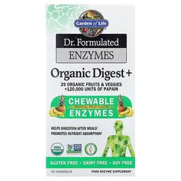 가든 오브 라이프 Garden of Life, Dr. Formulated 효소, Organic Digest +, 열대 과일맛, 츄어블 90정