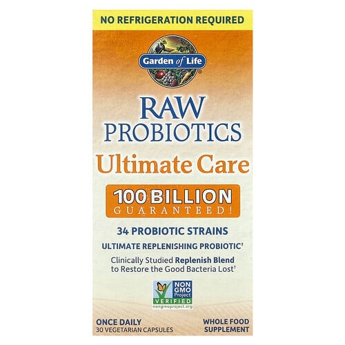 가든 오브 라이프 Garden of Life, RAW Probiotics, 얼티밋 케어, 실온 보관 가능, 베지 캡슐 30정 상세 이미지
