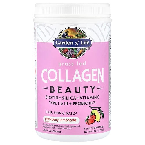 가든 오브 라이프 Garden of Life, 목초 사육 콜라겐, 뷰티, 딸기 레모네이드, 270g(9.52oz) 상세 이미지