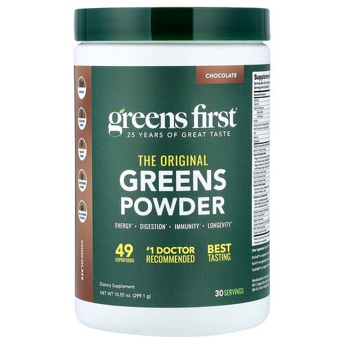 그린 퍼스트 Greens First, 녹색 채소 분말, 초콜릿,, 299.1g(10.55oz) 상세 이미지