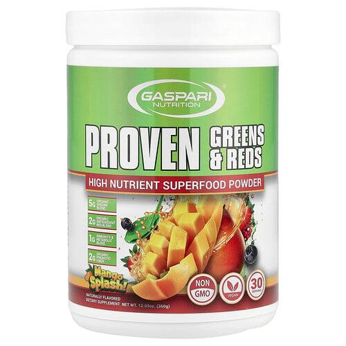 게스파리 뉴트리션 Gaspari Nutrition, Proven Greens & Reds, 망고 스플래시, 360g(12.69oz) 상품 이미지