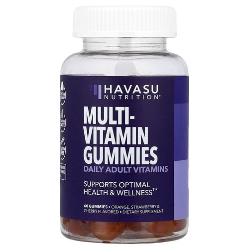 Havasu Nutrition, 종합비타민 구미젤리, 오렌지, 딸기 & 체리, 구미젤리 60개 상세 이미지