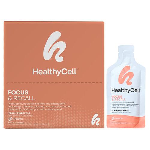 헬시셀 HealthyCell, 포커스 & 리콜, 피치 파인애플, 젤 팩 30개, 각 25ml(0.84fl oz) 상품 이미지