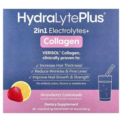 하이드라라이트 Hydralyte, VERISOL® 콜라겐, 딸기 레모네이드, 30팩, 각 9.7g(0.34oz) 상품 이미지