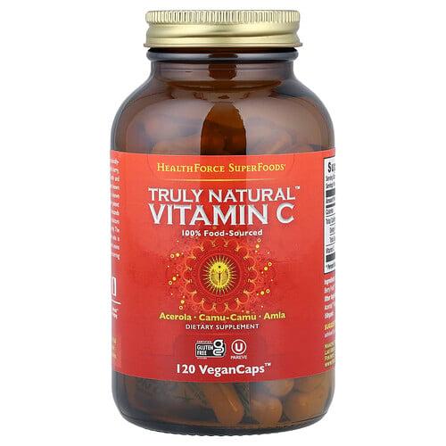 헬스포스 슈퍼푸드 HealthForce Superfoods, 트루리 내추럴 비타민C, 베지 캡슐 120정(캡슐 1정당 46.75mg) 상품 이미지