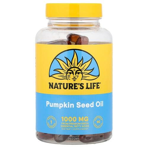 네츄럴 라이프 Nature's Life, 호박씨 오일, 1,000mg, 소프트젤 90정 상품 이미지