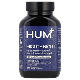 훔 뉴트리션 HUM Nutrition, Mighty Night™, 세라마이드, CoQ10, 페룰산 + 발레리안 뿌리, 비건 소프트젤 60정