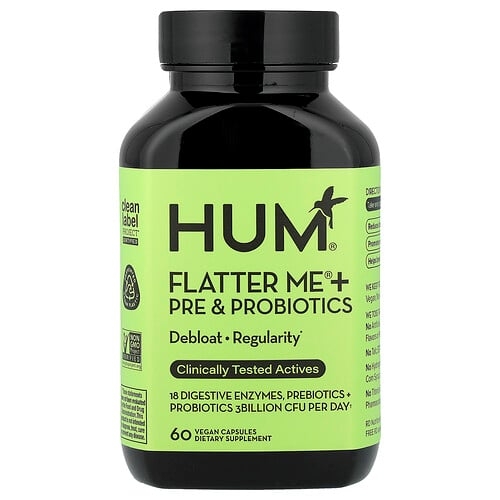 훔 뉴트리션 HUM Nutrition, Flatter Me® + 프리바이오틱 & 프로바이오틱, 베지 캡슐 60정 상세 이미지