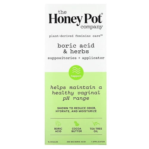 The Honey Pot Company, 붕산 & 허브, 좌약 + 애플리케이터, 290mg, 난자 14개, 애플리케이터 1개 상세 이미지