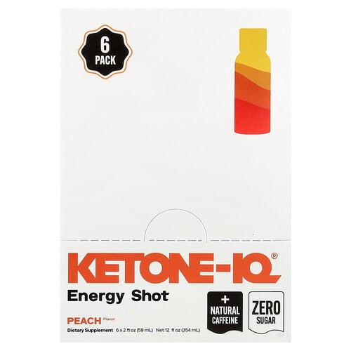 케톤 아이큐 Ketone-IQ, Energy 샷, 피치, 병 6개, 각 59ml(2fl oz) 상세 이미지