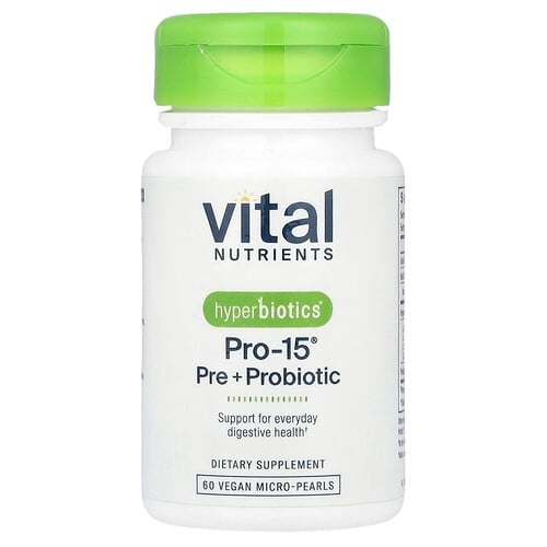 Vital Nutrients, Hyperbiotics®, PRO-15®, 프리바이오틱 + 프로바이오틱, 비건 마이크로 펄 60개 상세 이미지