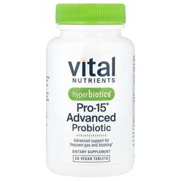 Vital Nutrients, Hyperbiotics®, Pro-15® 어드밴스드 프로바이오틱, 비건 정제 30정