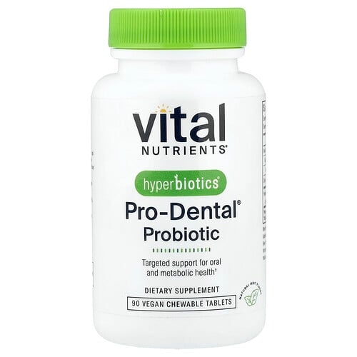 Vital Nutrients, Hyperbiotics®, Pro-Dental® 프로바이오틱, 천연 민트 맛, 비건 츄어블 90정 상세 이미지