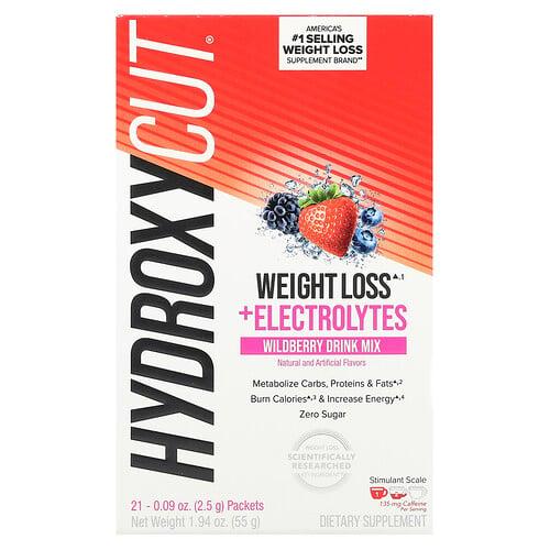 하이드록시컷 Hydroxycut, 체중 감량 + 전해질 드링크 믹스, 와일드베리, 21팩, 각 2.5g(0.09oz) 상품 이미지