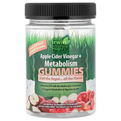 어윈 네츄럴 Irwin Naturals, 사과 식초 + 신진대사 구미젤리, 사과, 구미젤리 40개(구미젤리 1개당 500mg) 상품 이미지