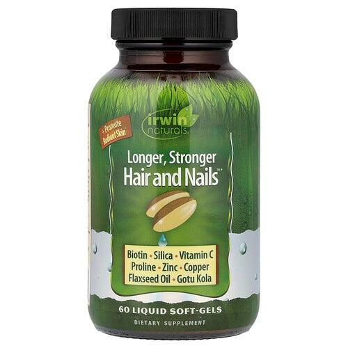 어윈 네츄럴 Irwin Naturals, Longer, Stronger Hair and Nails™, 액상 소프트젤 60정 상품 이미지