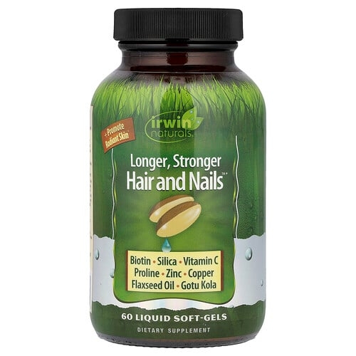 어윈 네츄럴 Irwin Naturals, Longer, Stronger Hair and Nails™, 액상 소프트젤 60정 상세 이미지
