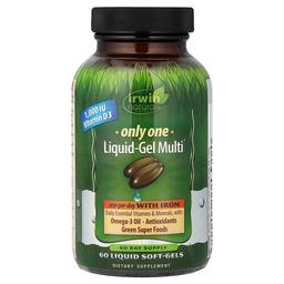 어윈 네츄럴 Irwin Naturals, Only One, Liquid-Gel Multi®, 철분 함유, 액상 소프트젤 60정