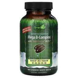 어윈 네츄럴 Irwin Naturals, 빠른 에너지 MCT 함유 Mega B Complex, 액상 소프트젤 60정