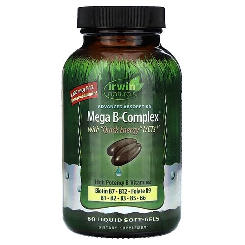 어윈 네츄럴 Irwin Naturals, 빠른 에너지 MCT 함유 Mega B Complex, 액상 소프트젤 60정 상세 이미지