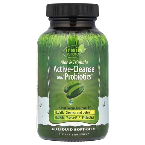 어윈 네츄럴 Irwin Naturals, 알로에 & 트리팔라 액티브 클렌즈 및 프로바이오틱, 60 액상 소프트젤 상세 이미지