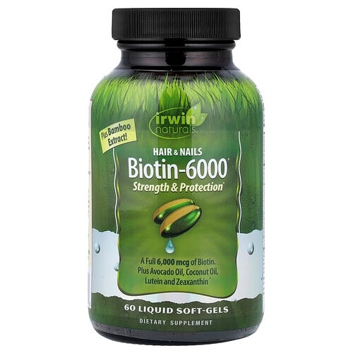 어윈 네츄럴 Irwin Naturals, Biotin-6000®, 액상 소프트젤 60정 상세 이미지