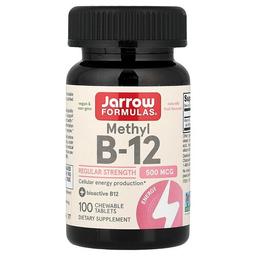 자로우 포뮬라 Jarrow Formulas, 메틸 B-12, 과일 맛, 500mcg, 츄어블 정 100정