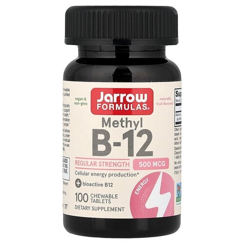 자로우 포뮬라 Jarrow Formulas, 메틸 B-12, 과일 맛, 500mcg, 츄어블 정 100정 상세 이미지