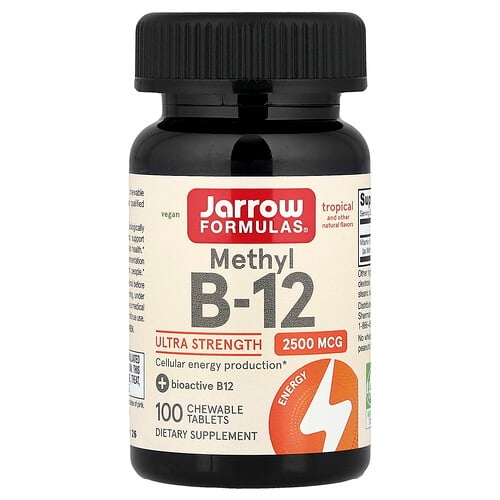 자로우 포뮬라 Jarrow Formulas, 메틸 B12, 트로피컬 맛, 2,500mcg, 츄어블 100정 상세 이미지