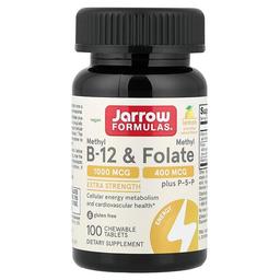 자로우 포뮬라 Jarrow Formulas, 비전 메틸B-12 & 메틸엽산, 레몬 맛, 츄어블 100정