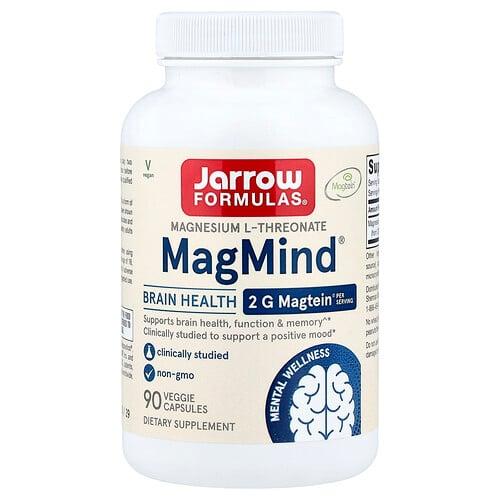 자로우 포뮬라 Jarrow Formulas, 비건 MagMind®, 두뇌 건강, 베지 캡슐 90정(캡슐 1정당 48mg) 상품 이미지