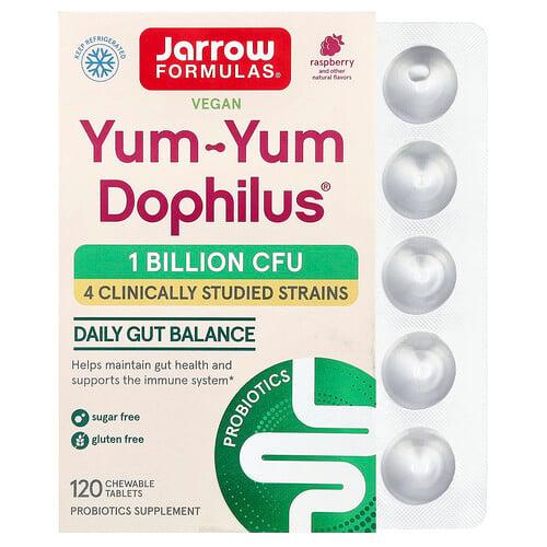 자로우 포뮬라 Jarrow Formulas, 비건 Yum-Yum Dophilus®, 라즈베리, 츄어블 120정 상품 이미지