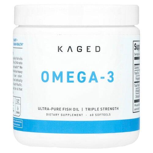 케이지드 Kaged, 오메가3, 3배 강도, 소프트젤 60정 상품 이미지