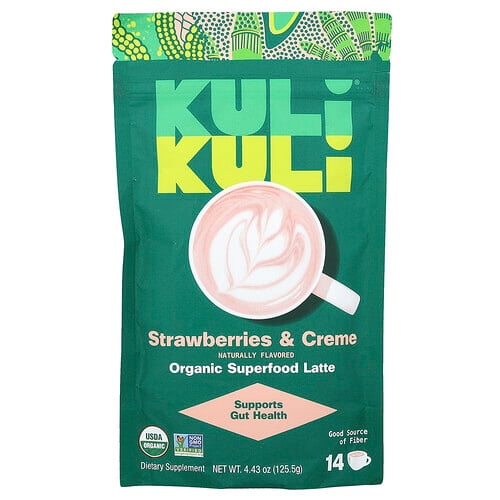 쿨리 쿨리 Kuli Kuli, 유기농 슈퍼 푸드 라떼, 딸기 & 크림, 125.5g(4.43oz) 상세 이미지