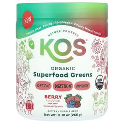 KOS, 유기농 슈퍼 푸드 그린스, 베리, 266g(9.38oz)
