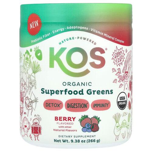 KOS, 유기농 슈퍼 푸드 그린스, 베리, 266g(9.38oz) 상품 이미지